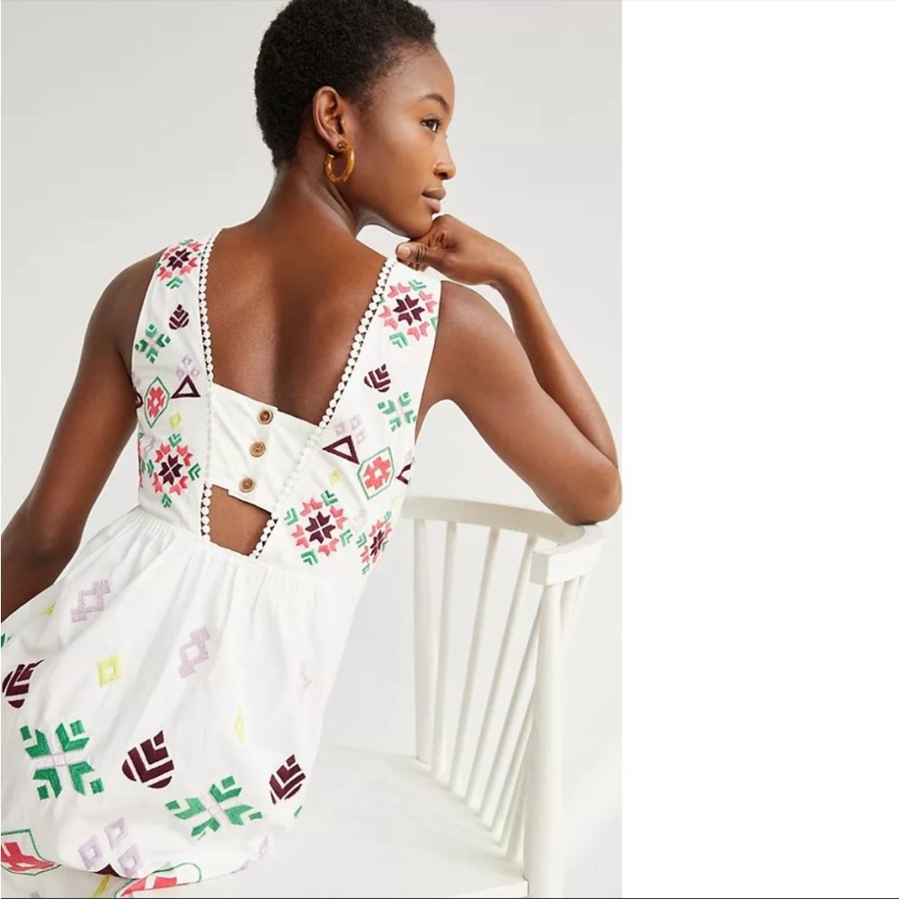 HP - 9/8/23 - Anthropologie Dolly Embroidered Sleeveless Dress - White - S - Picture 4 of 10